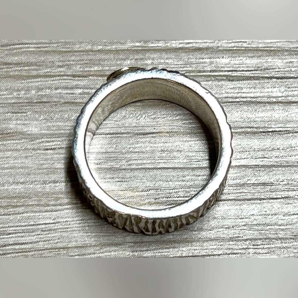 Vintage Artisan Designer MLP Sterling Silver & 14K Gold Swirl Band Ring, Size 6 - Picture 9 of 12